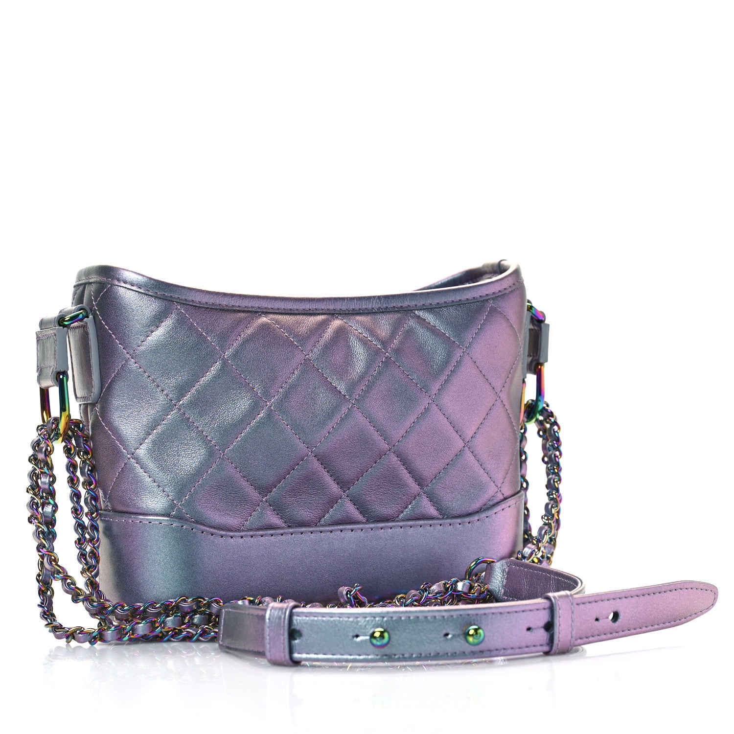 Chanel Iridescent Lambskin Calfskin Quilted Small Gabrielle Hobo Light Purple 3 of 9