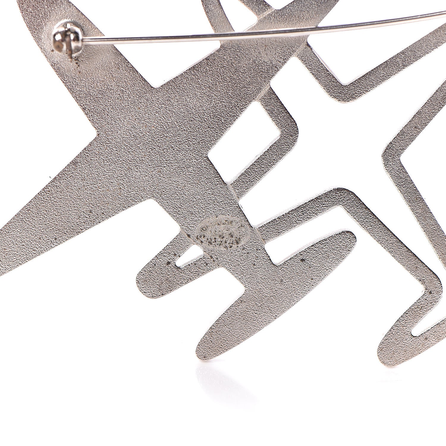 Chanel Crystal Metal CC Airplane Brooch Silver 4 of 6