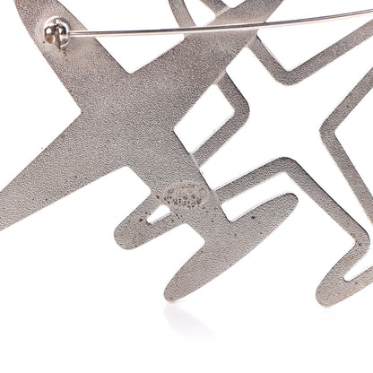 Chanel Crystal Metal CC Airplane Brooch Silver 4 of 6