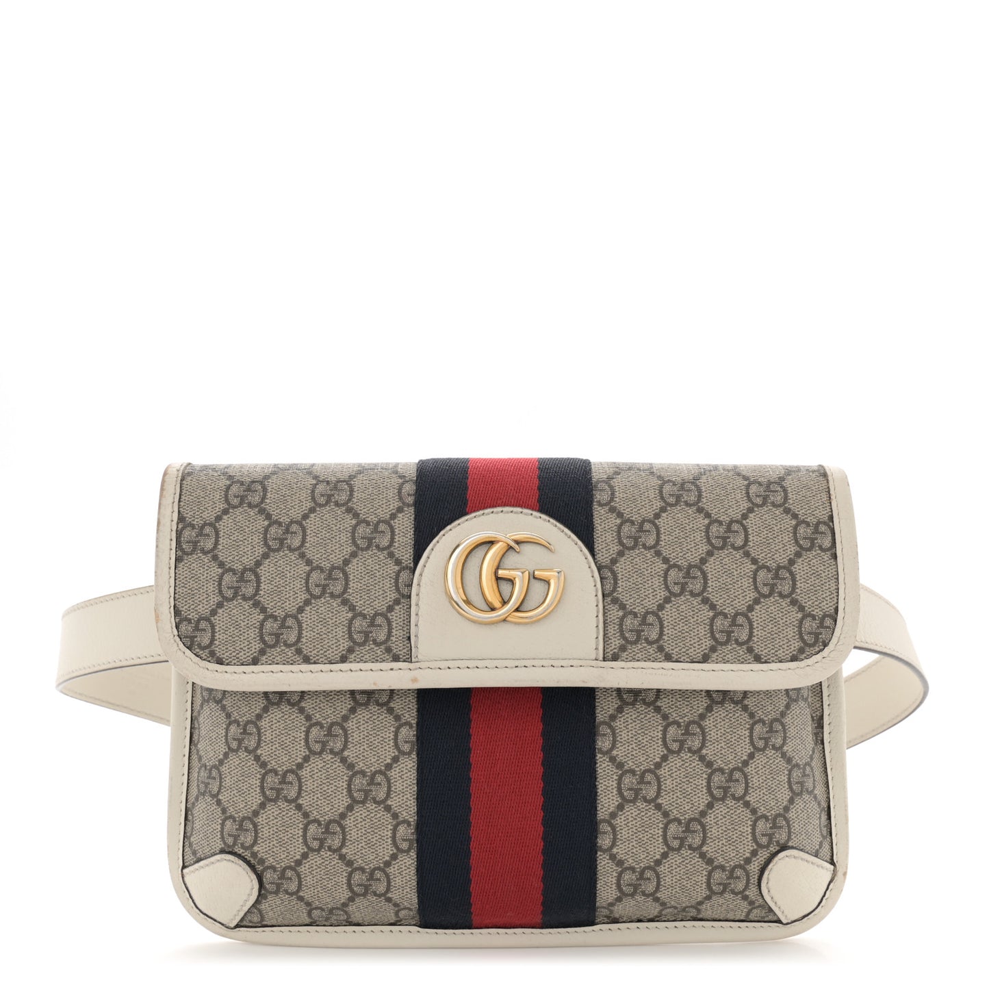 GG Supreme Monogram Web Small Ophidia Belt Bag 90 36 Beige Ebony White