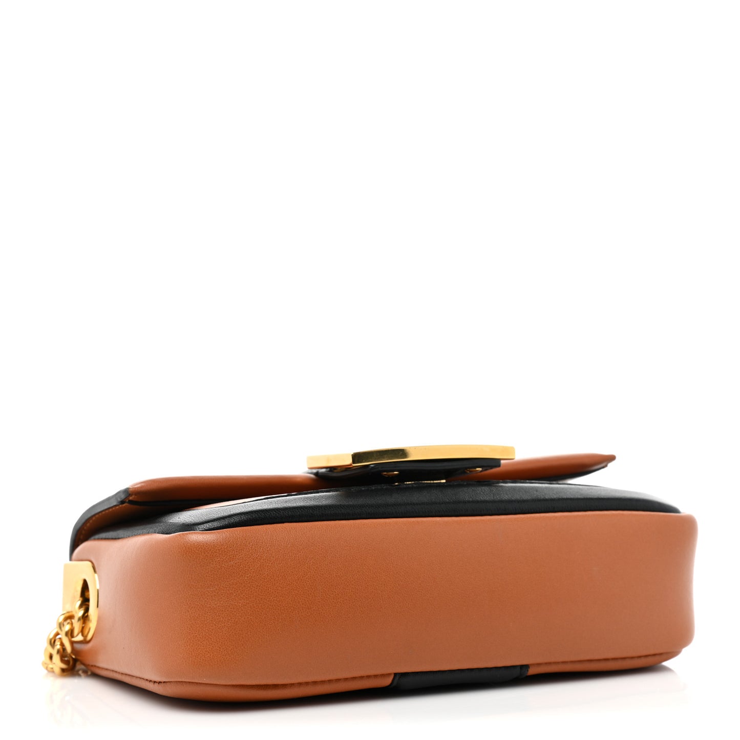 Nappa Apolo Bi-Color Mini Chain Baguette Brandy Black