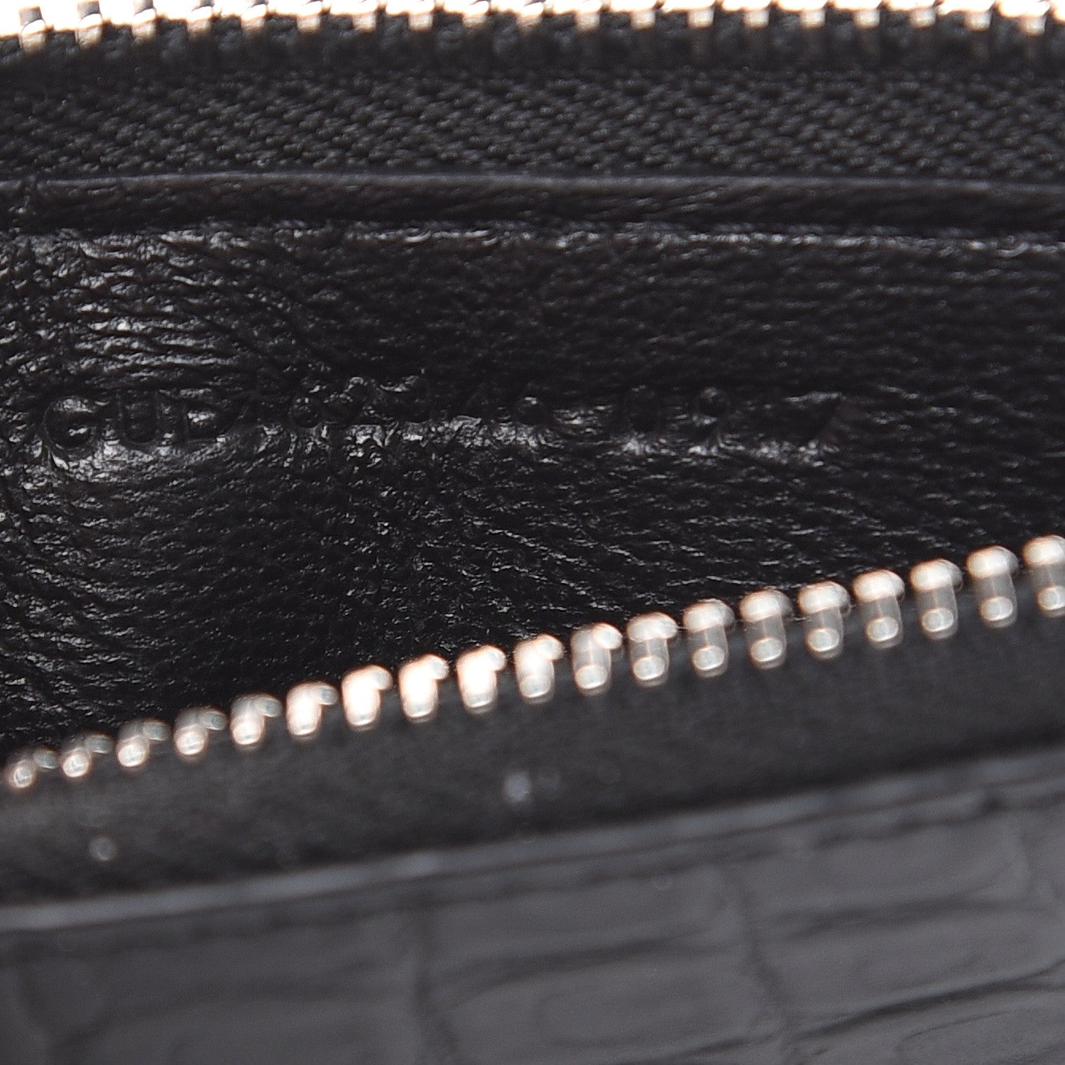 Saint Laurent Calfskin Crocodile Embossed 5 Fragments Zip Pouch Card Holder Black 6 of 7