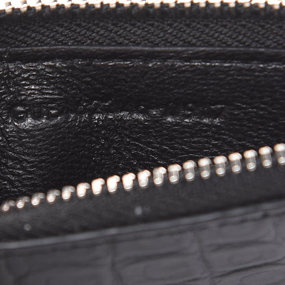 Saint Laurent Calfskin Crocodile Embossed 5 Fragments Zip Pouch Card Holder Black 6 of 7