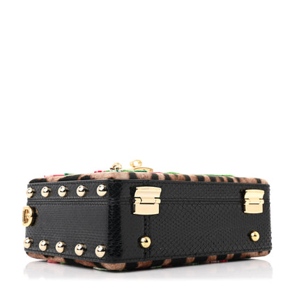Dolce & Gabbana Velvet Snakeskin Leopard Floral Box Bag Black Multicolor 4 of 12
