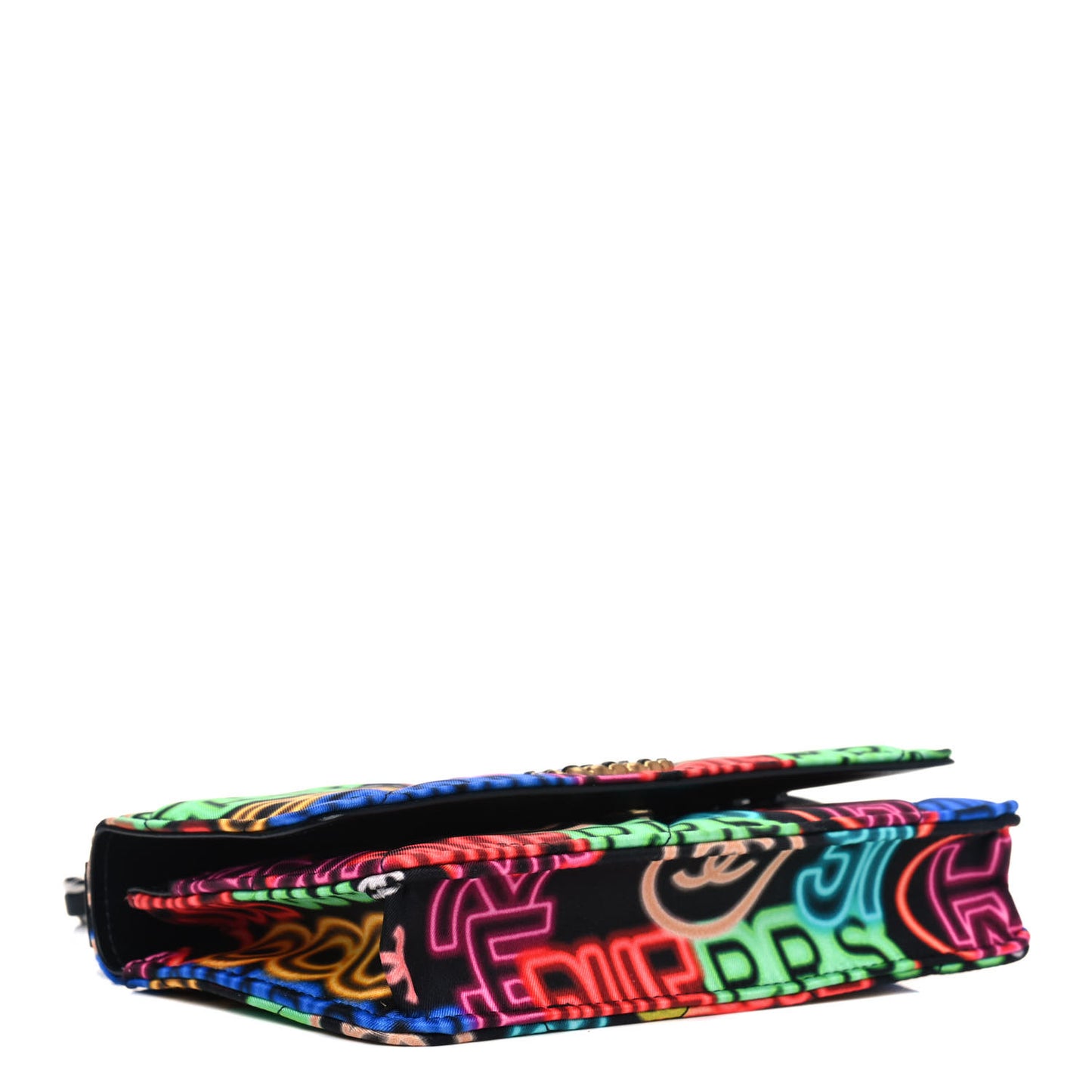 Fabric Printed Chanel 19 Wallet On Chain WOC Black Multicolor