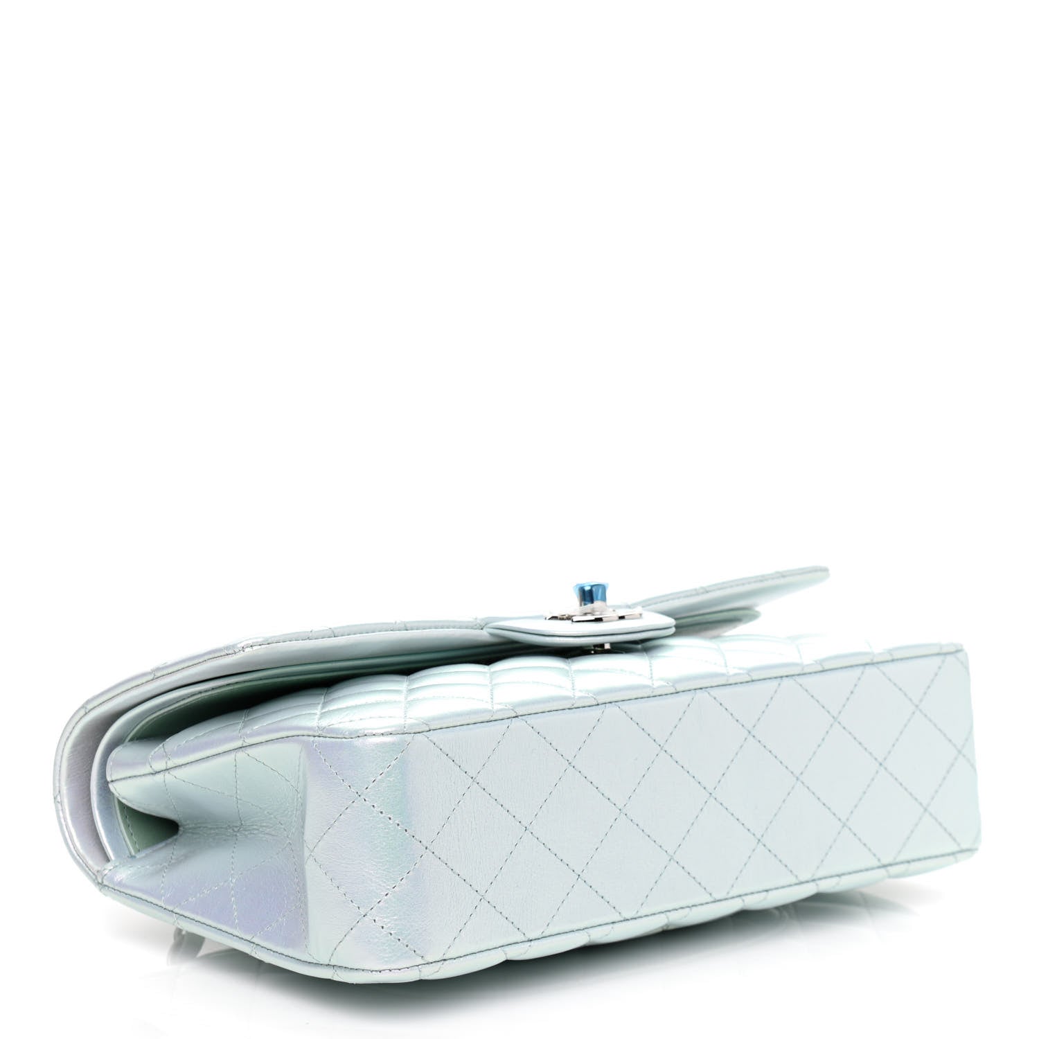 Chanel Iridescent Calfskin Quilted Medium Double Flap Light Blue 4 of 12
