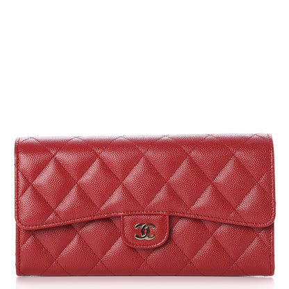 Chanel Caviar Quilted Large Gusset Flap Wallet Dark Red 1 of 9