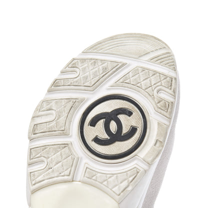 Chanel Suede Calfskin CC Sneakers 38.5 Pink White 12 of 29