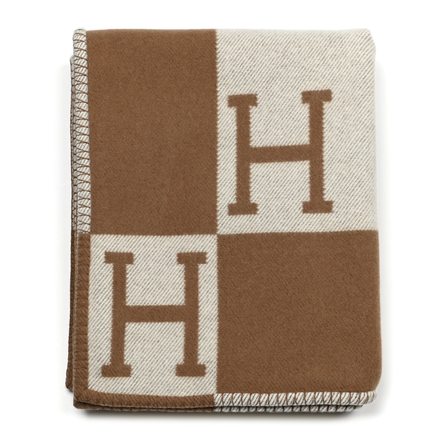 Hermes Wool Cashmere Avalon Blanket Ecru Camel 1 of 3
