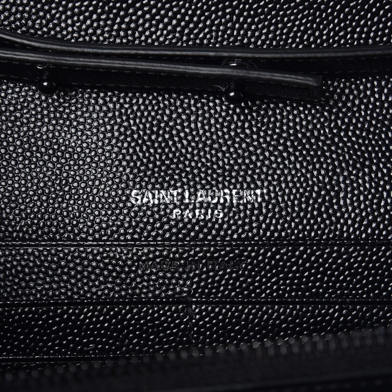 Saint Laurent Grain De Poudre Matelasse Chevron Monogram Chain Wallet Black 6 of 7