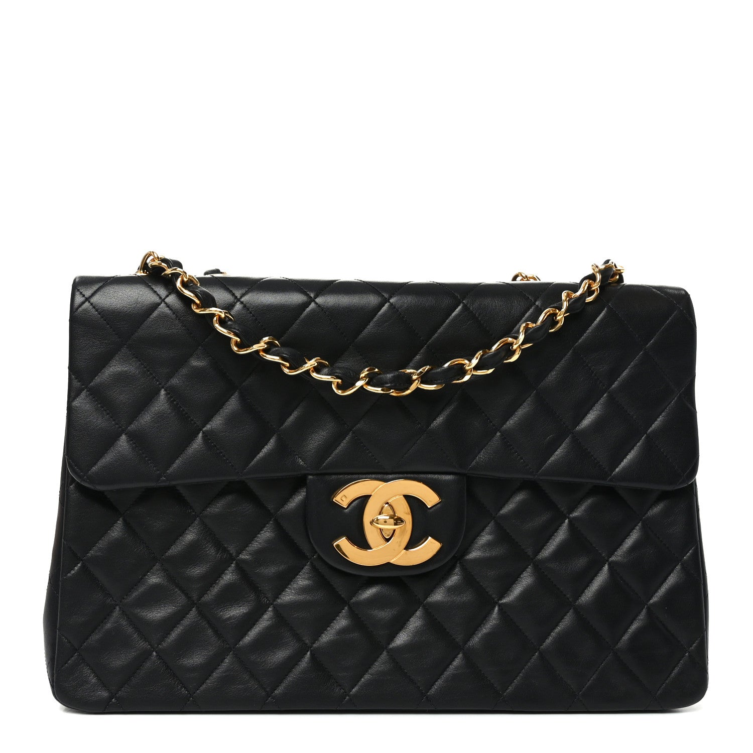 Chanel Lambskin Quilted XL Jumbo Single Flap Black 1 of 10