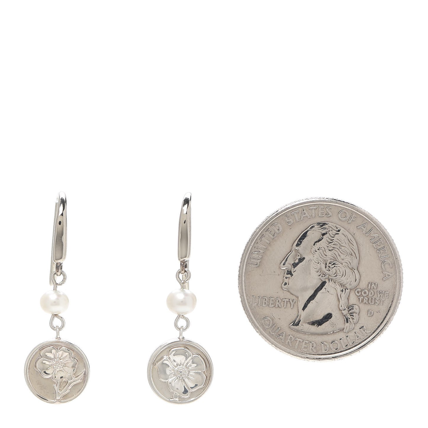 Sterling Silver Pearl Nature Rose Earrings