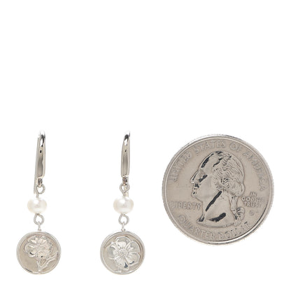 Tiffany Sterling Silver Pearl Nature Rose Earrings 2 of 5