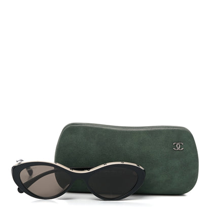 Chanel Acetate Oval Sunglasses 5416-A Black Beige 7 of 7