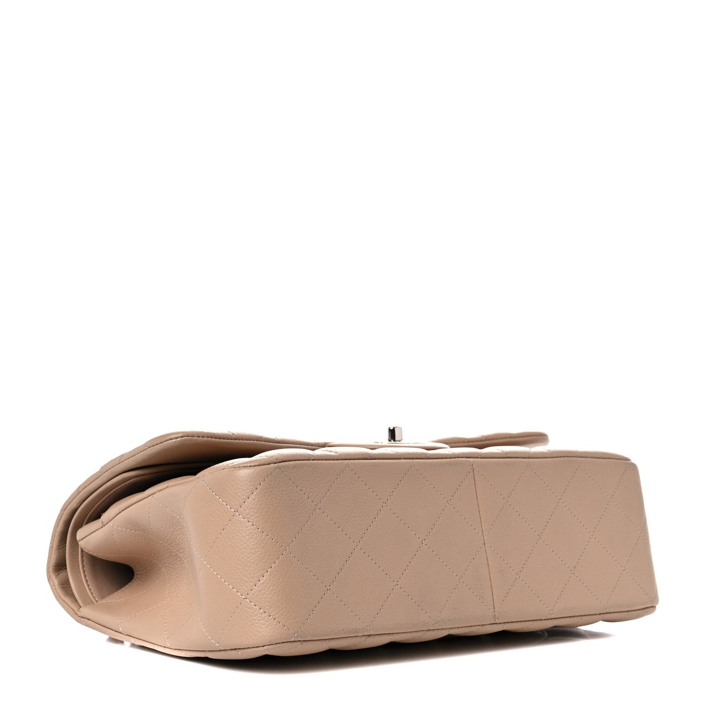 Caviar Quilted Jumbo Double Flap Beige