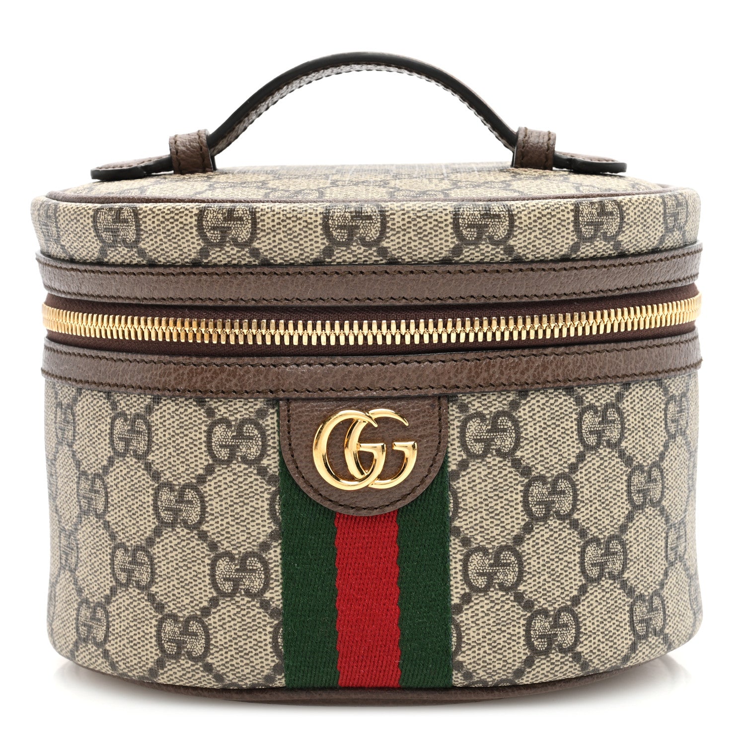Gucci GG Supreme Monogram Textured Calfskin Web Ophidia Vanity Cosmetic Case Beige Ebony New Acero 1 of 8