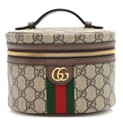 Gucci GG Supreme Monogram Textured Calfskin Web Ophidia Vanity Cosmetic Case Beige Ebony New Acero 1 of 8