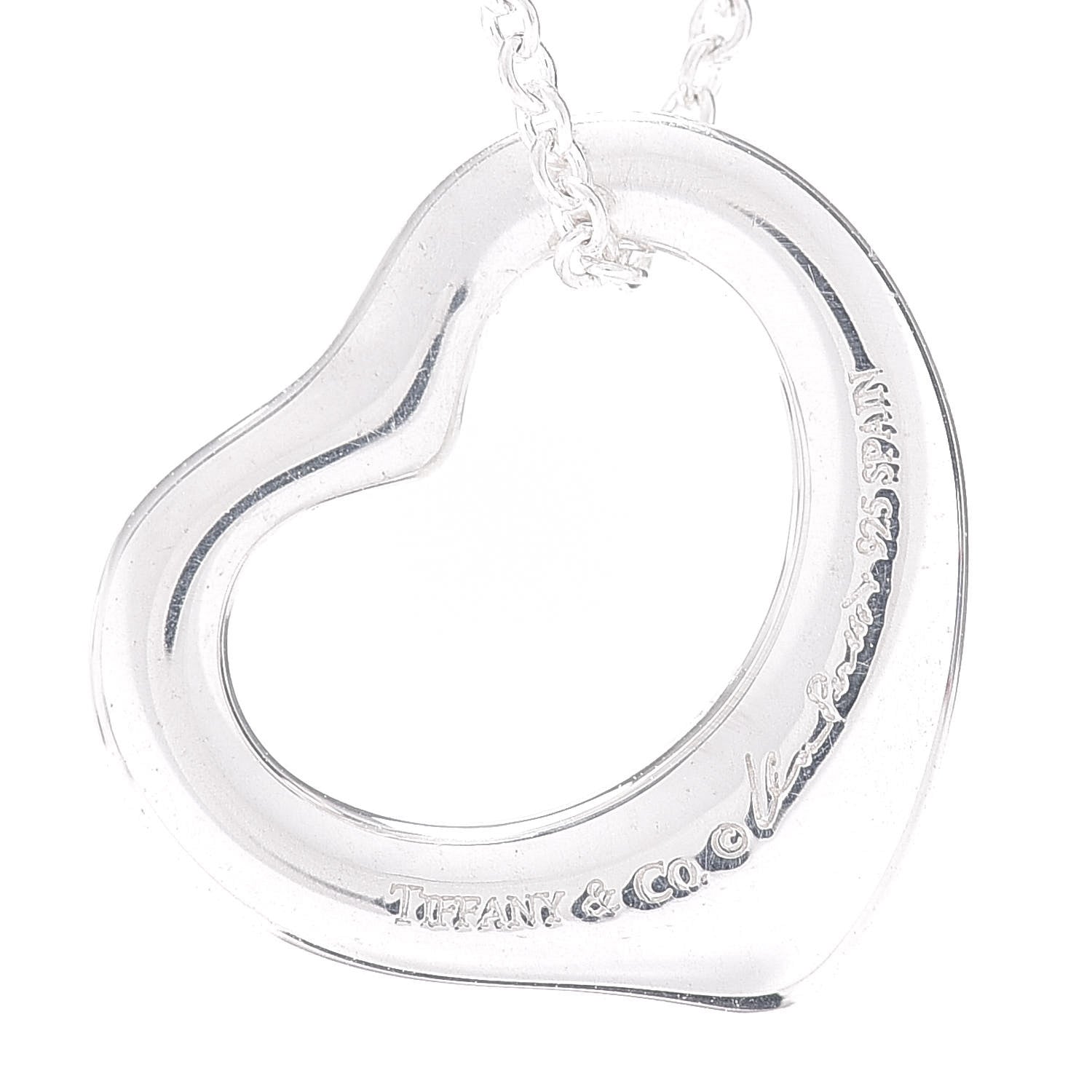 Tiffany Sterling Silver 16mm Elsa Peretti Open Heart Pendant Necklace 5 of 5