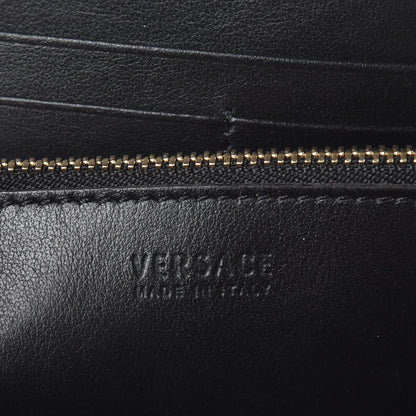 Versace Calfskin Barocco Print Zip Around Wallet Black Gold 6 of 6