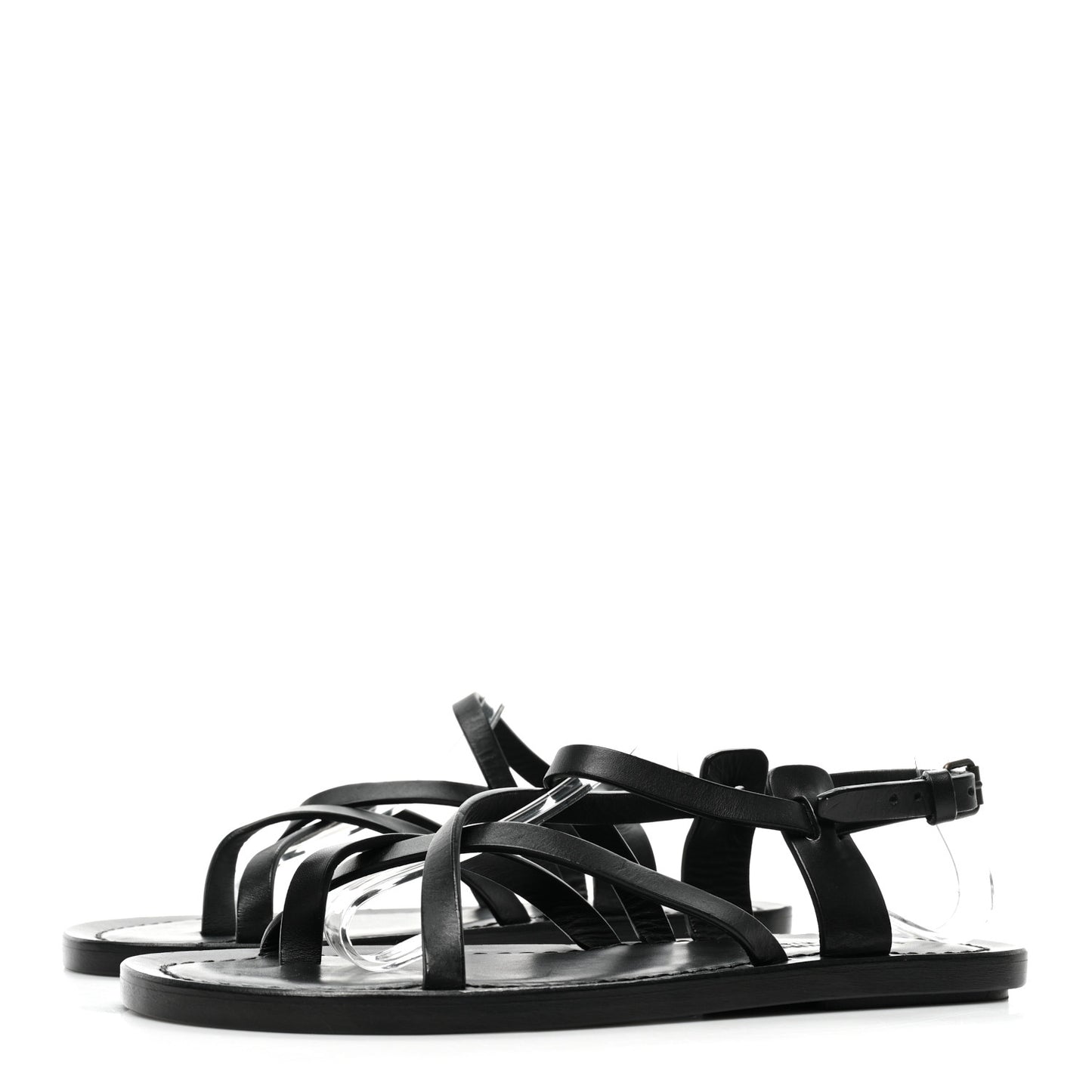 Calfskin Nu Pieds Sandals 38 Black