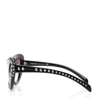 Prada Acetate Studded Ornate Cat Eye Sunglasses SPR 31Q Black 3 of 9