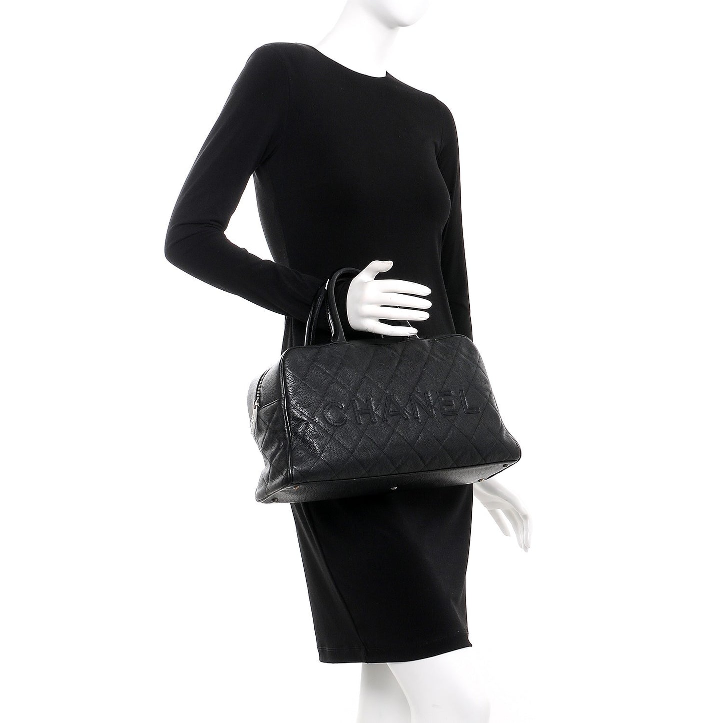 Caviar Patent Large Bowler Black