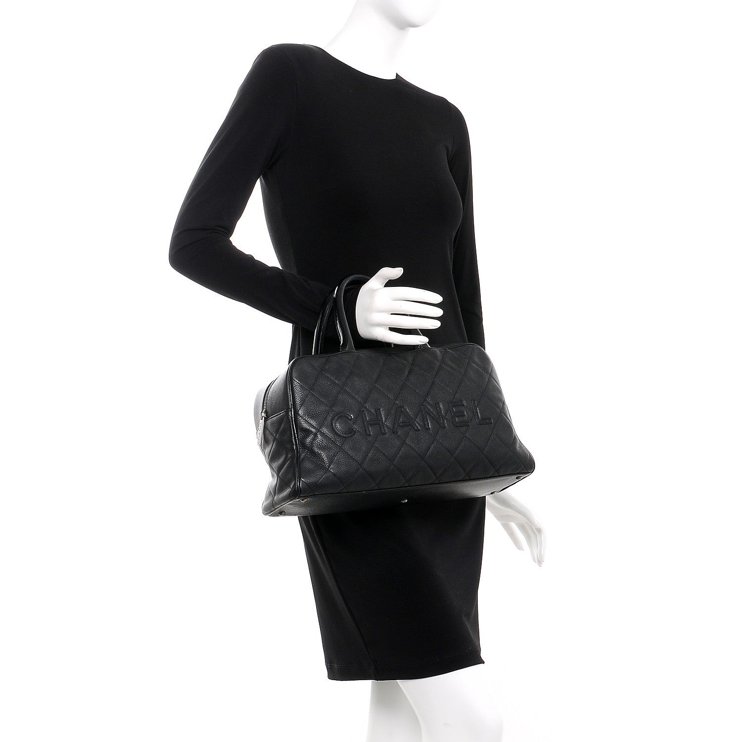 Chanel Caviar Patent Large Bowler Black 2 of 10