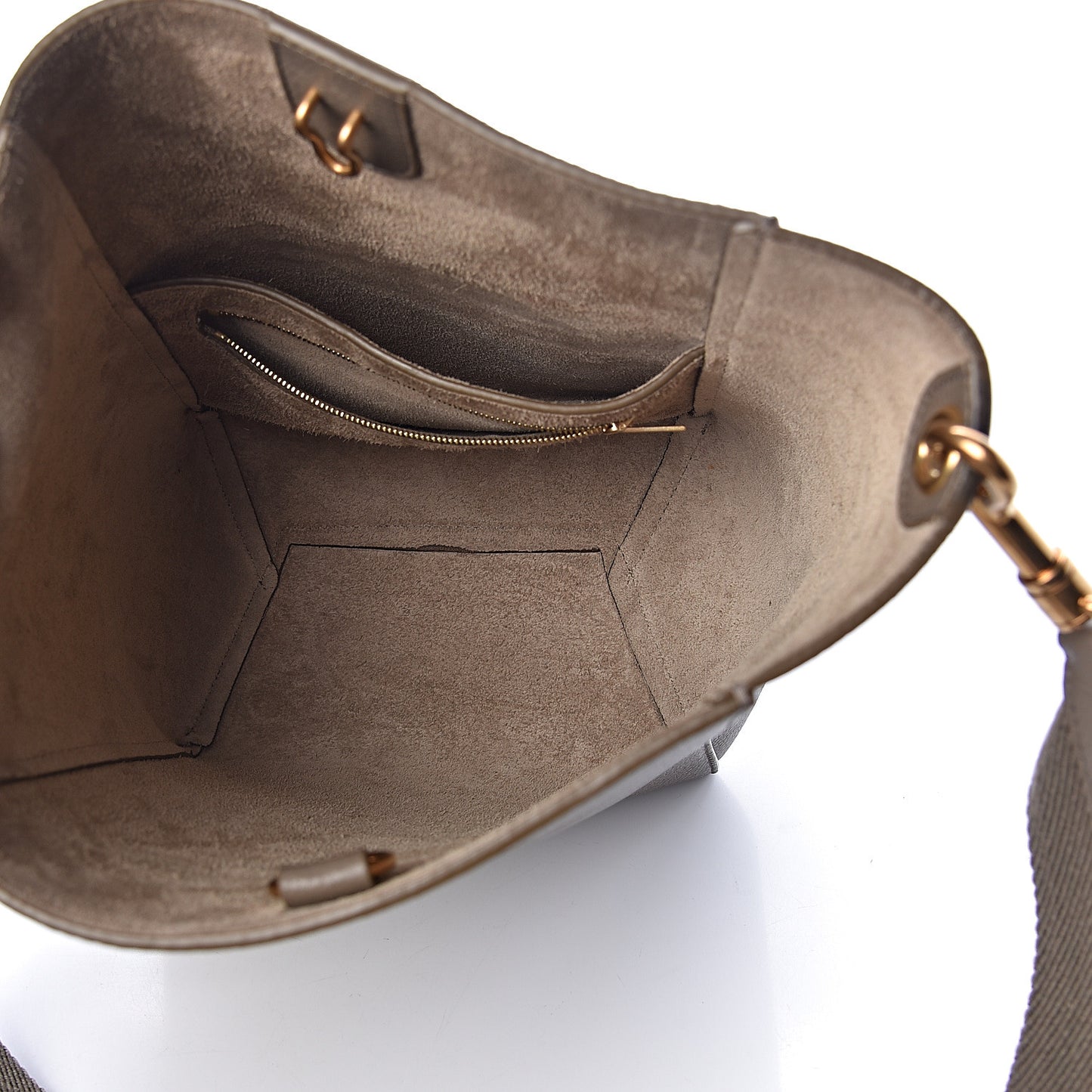 Grained Calfskin Small Sangle Bucket Bag Taupe