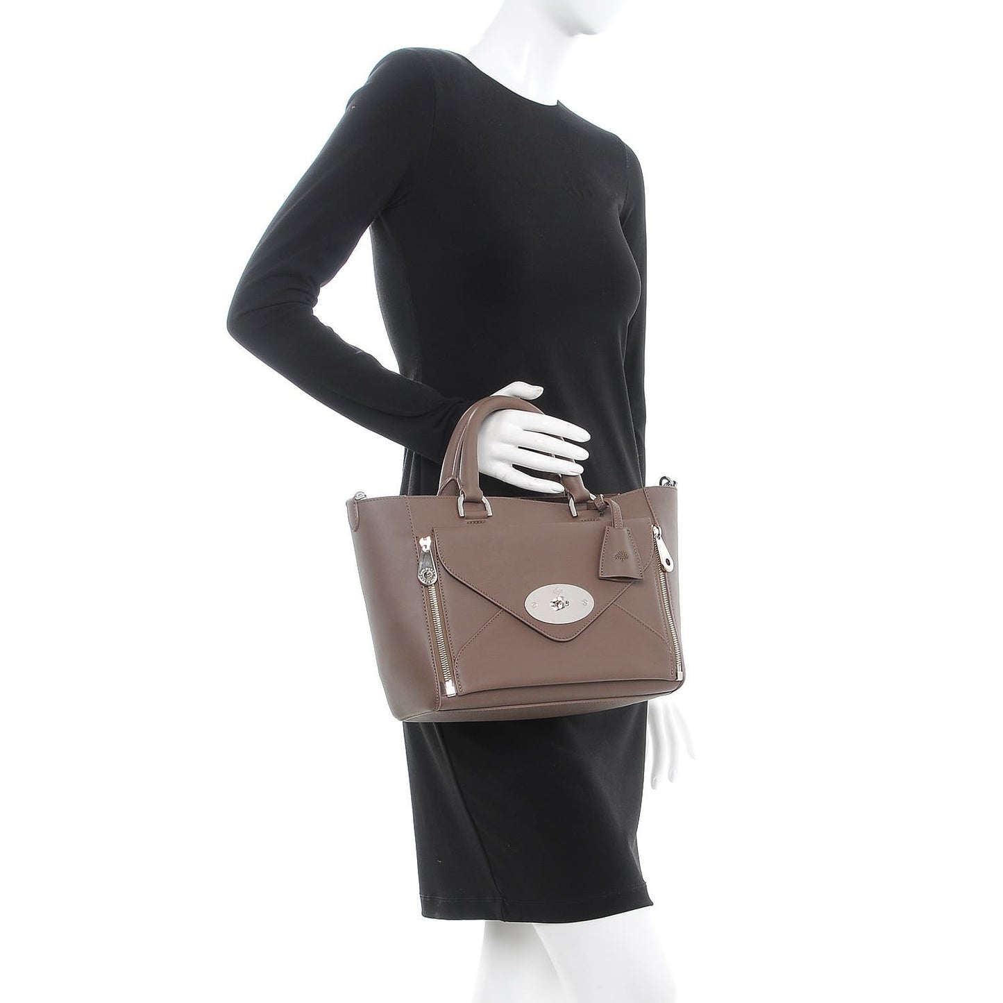 Silky Calf Small Willow Tote Taupe