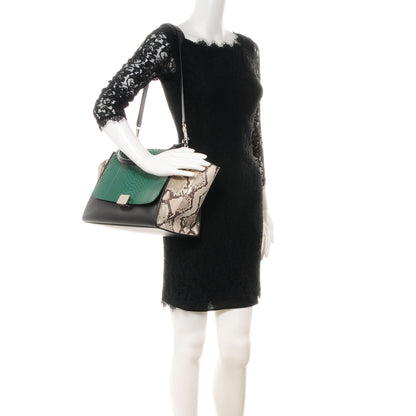 Celine Python and Calfskin Small Trapeze Emerald Natural 2 of 7