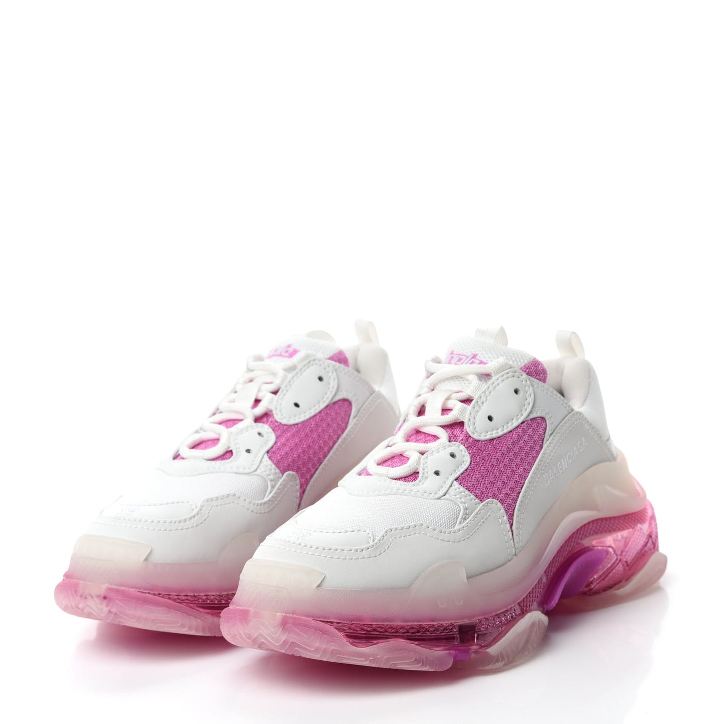 Fabric Mesh Clear Sole Womens Triple S Sneakers 39 White Pink