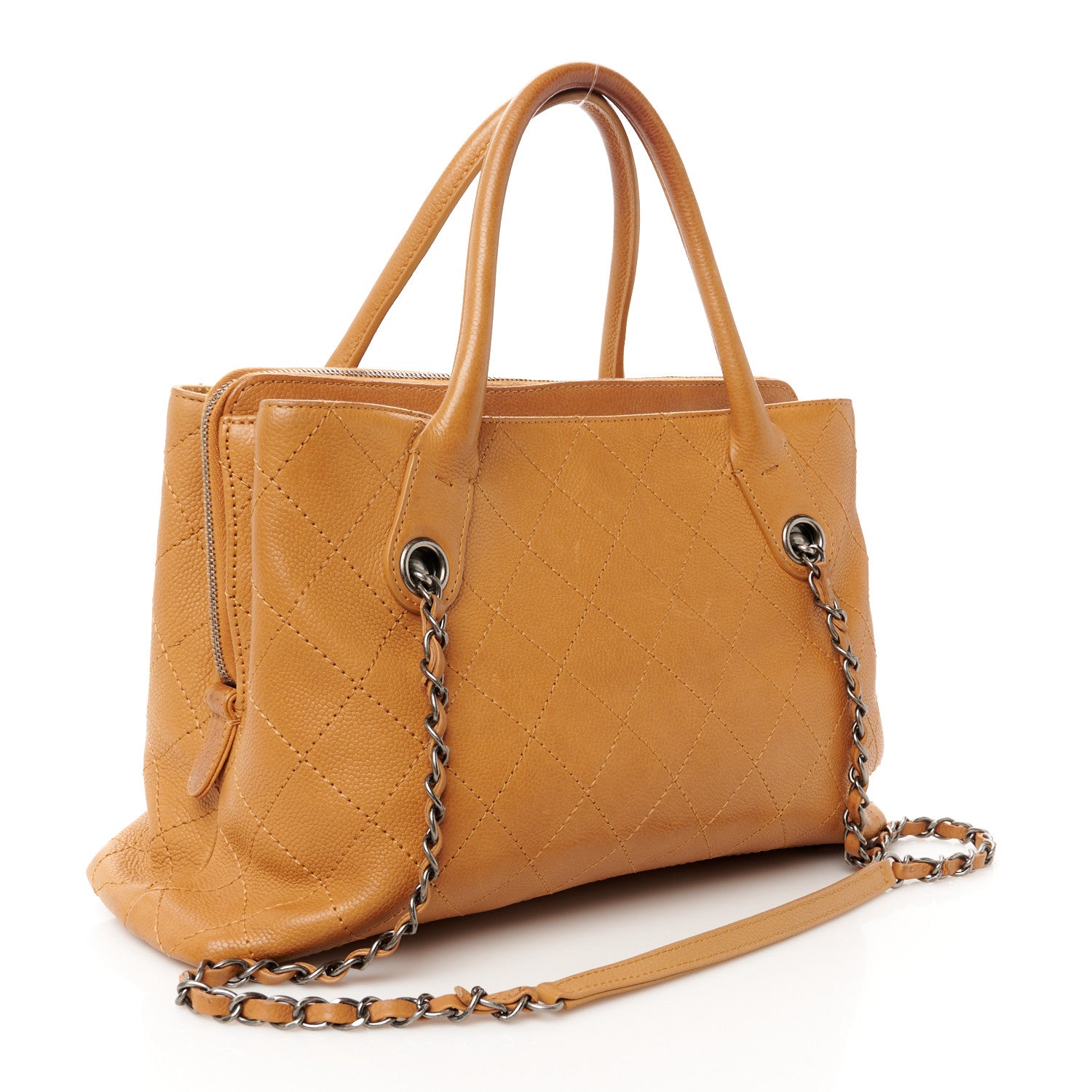 Chanel Grained Vegetal Calfskin Small Urban Shopping Tote Camel 3 of 10