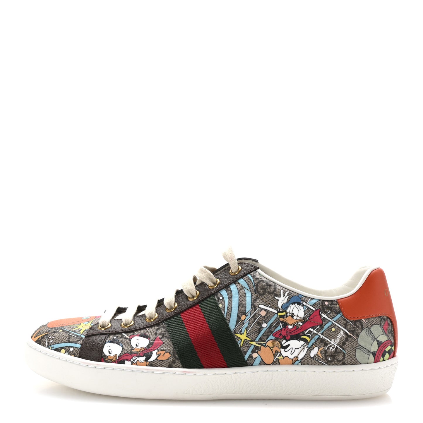 X DISNEY GG Supreme Monogram Web Donald Duck Womens Ace Sneakers 39 Beige New Acero Orange