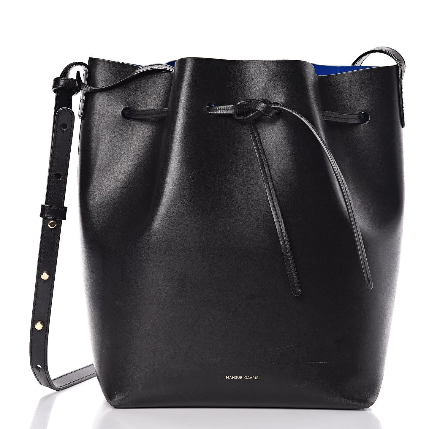 Vegetable Tanned Calfskin Bucket Bag Black Royal
