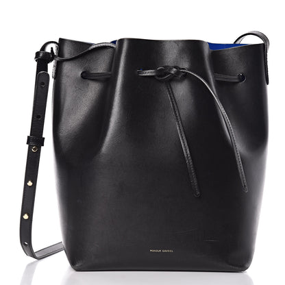 Mansur Gavriel Vegetable Tanned Calfskin Bucket Bag Black Royal 3 of 17