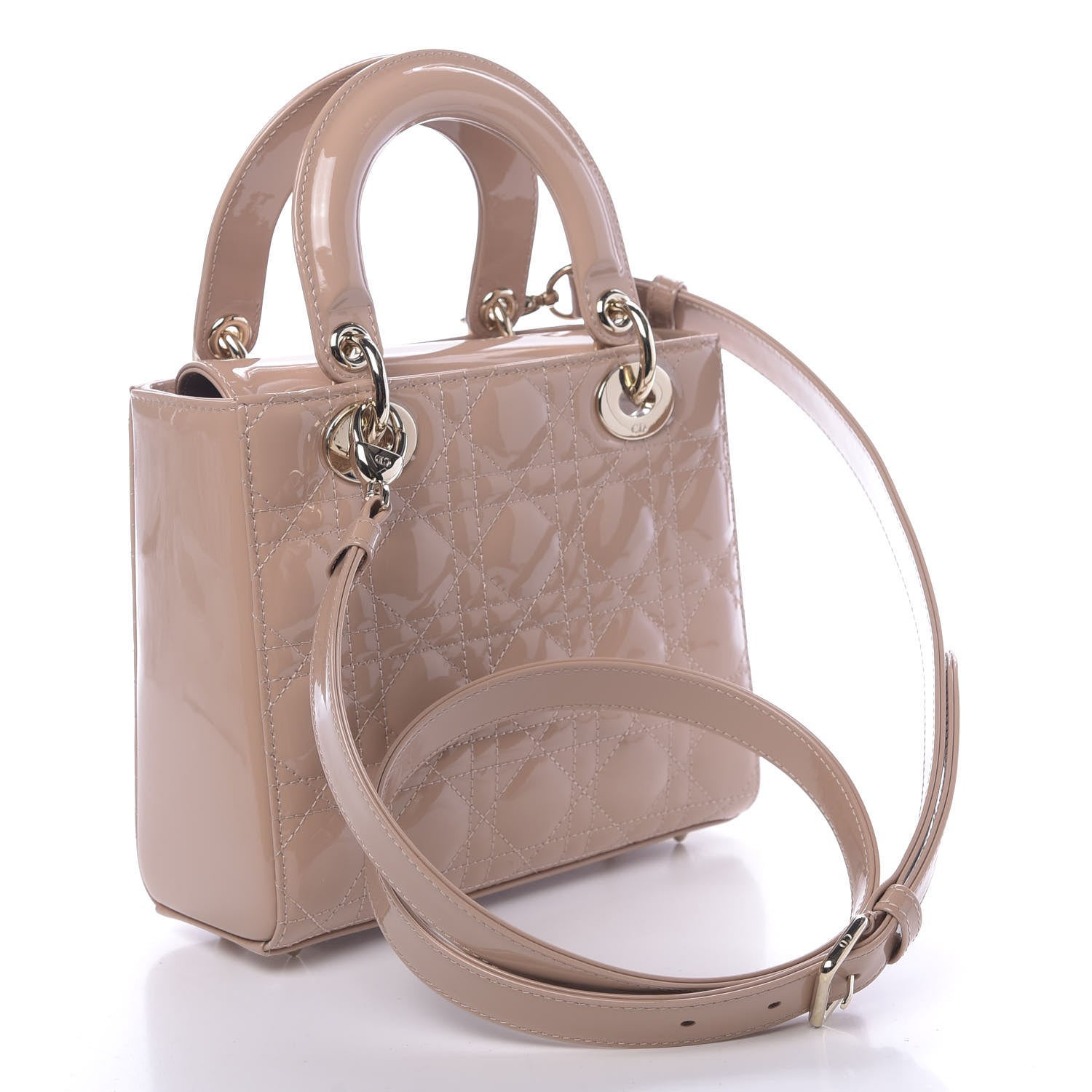 Christian Dior Patent Cannage Small Lady Dior Beige 3 of 10