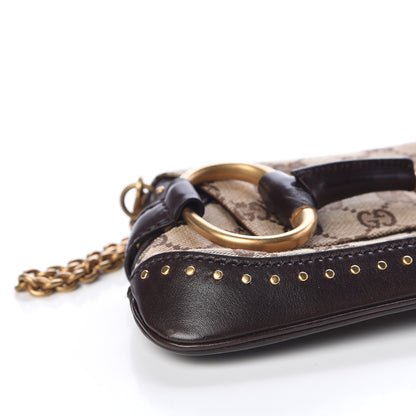 Gucci Monogram Studded Horsebit Clutch Dark Brown 8 of 16