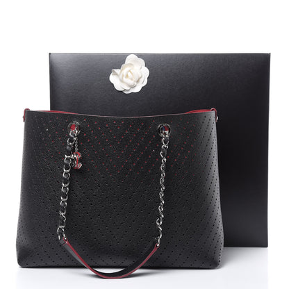 Chanel Perforated Grained Calfskin Large Shopping Tote Black 11 of 11