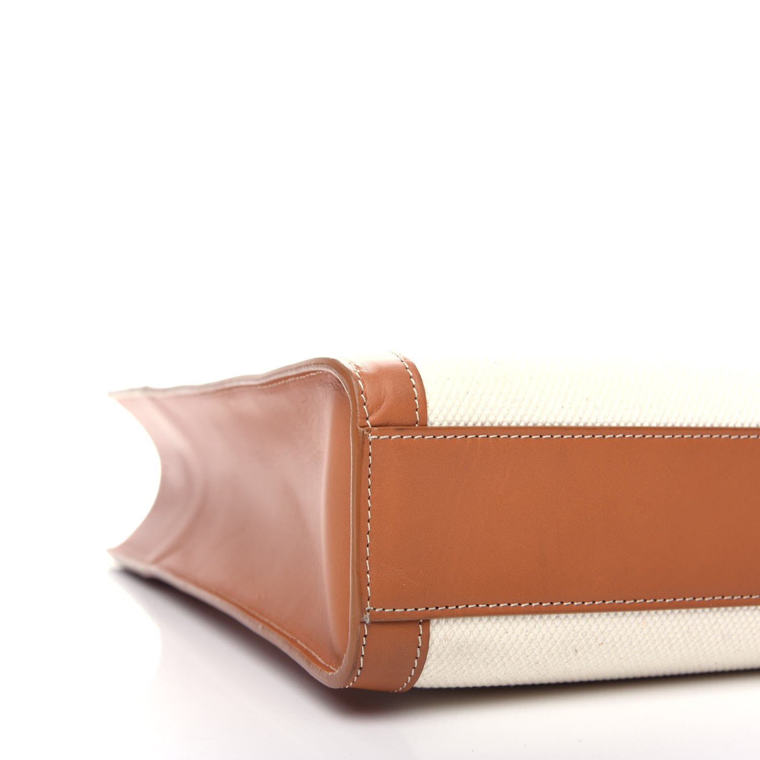 Celine Canvas Calfskin Small Vertical Cabas Natural Tan 8 of 10