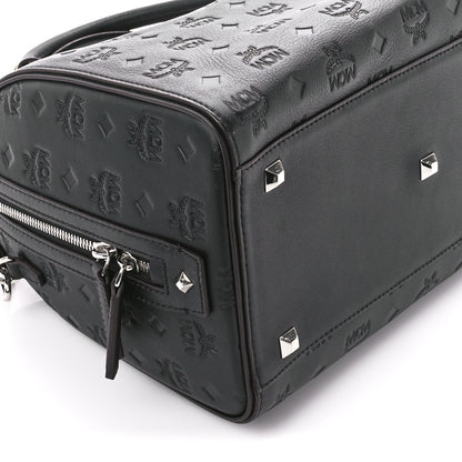MCM Calfskin Ottomar Monogram Essential Boston Bag Black 10 of 11