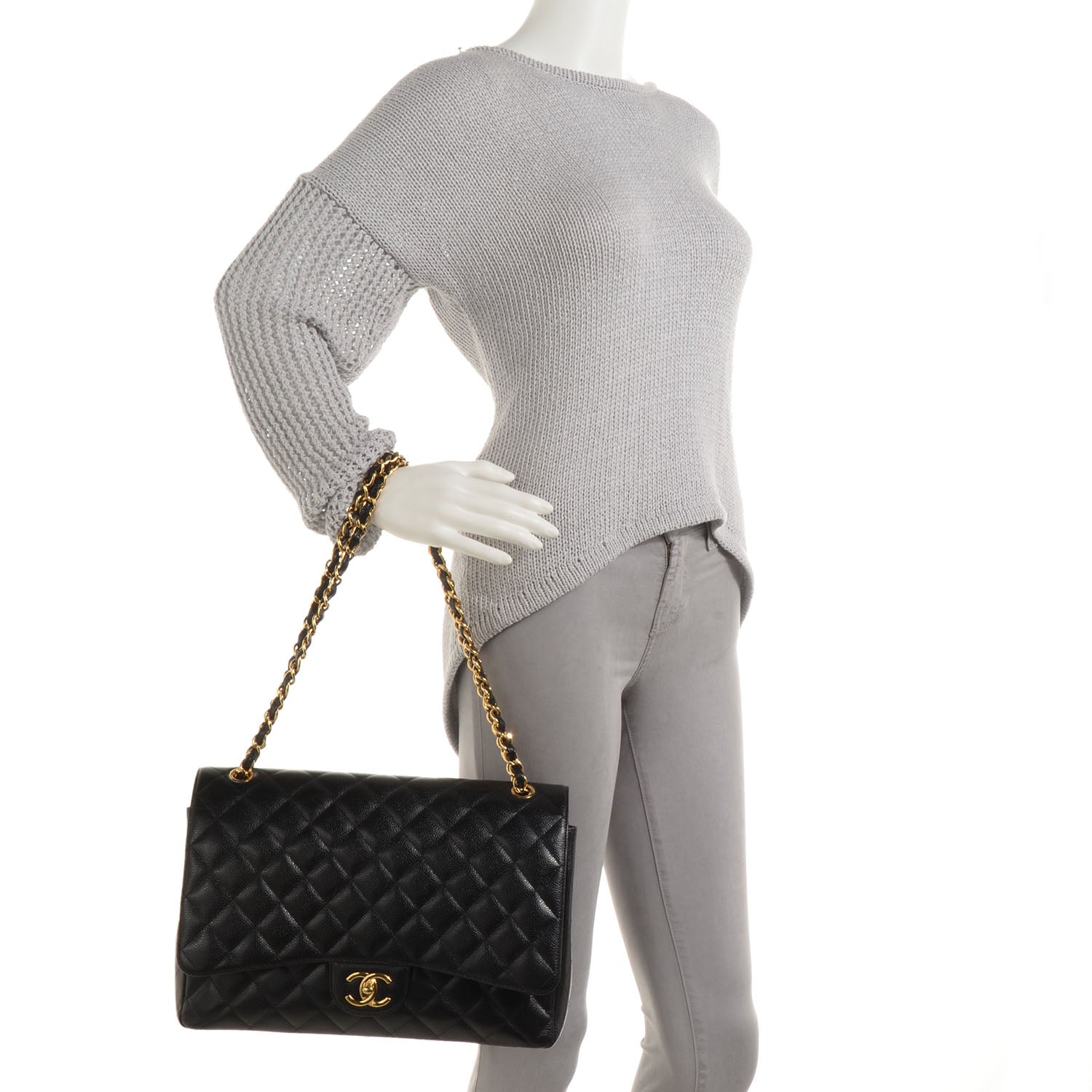 Chanel Caviar Quilted Maxi Double Flap Black 2 of 8