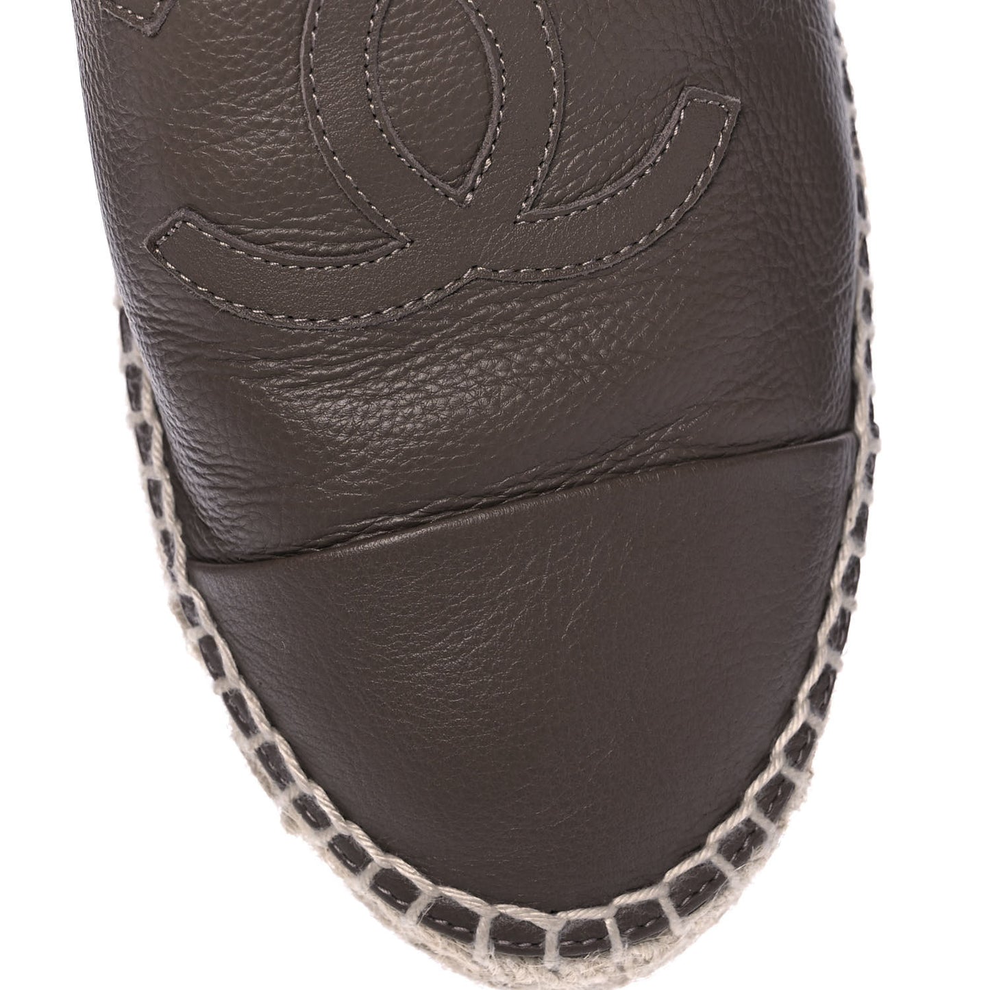 Calfskin CC Espadrille Mules 39 Dark Beige