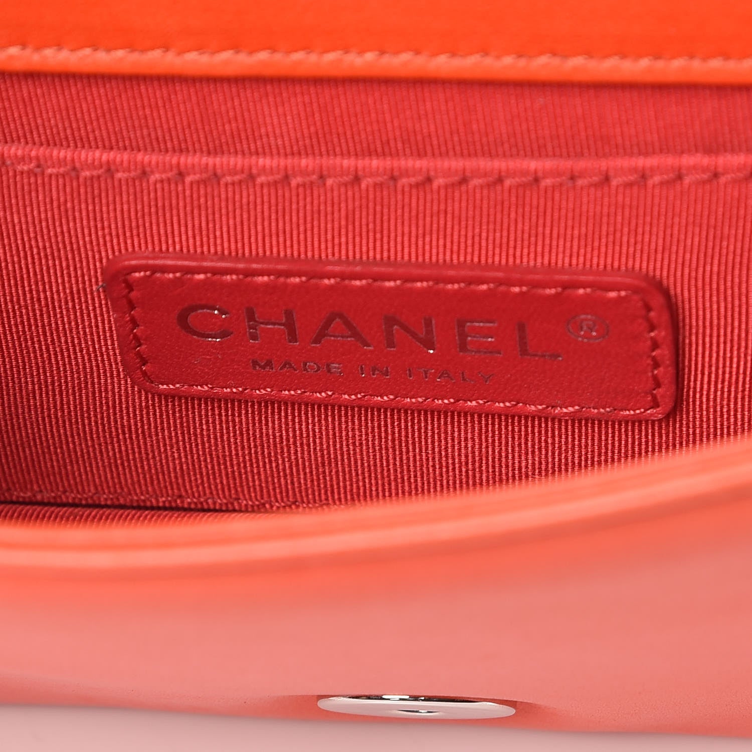 Chanel Plexiglass Patent Mini Boy Brick Flap Orange Red 8 of 10