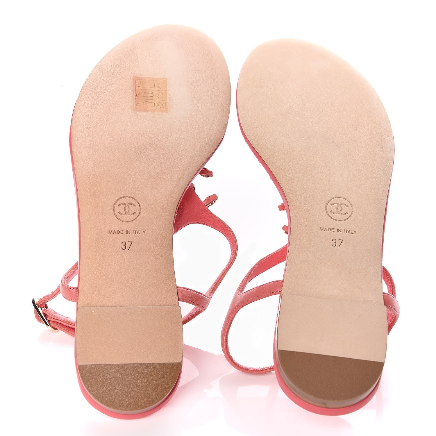 Chanel Lambskin Chain CC Logo Thong Sandals 37 Pink 5 of 9