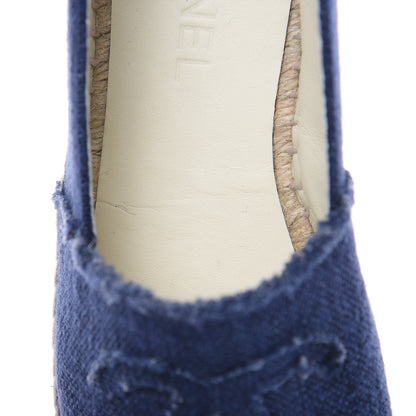 Chanel Linen CC Espadrilles 38 Blue Black 10 of 11
