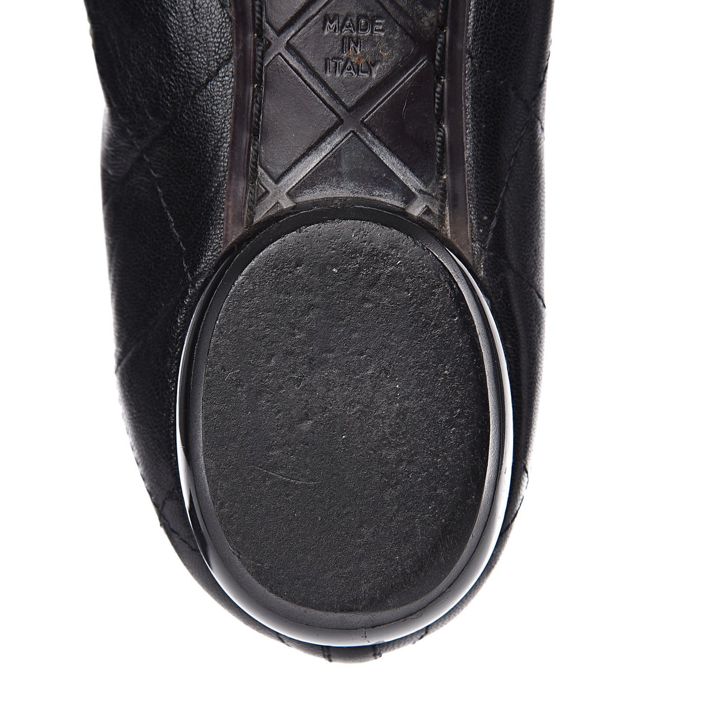 Lambskin Quilted Cambon Ballerina Flats 38 Black