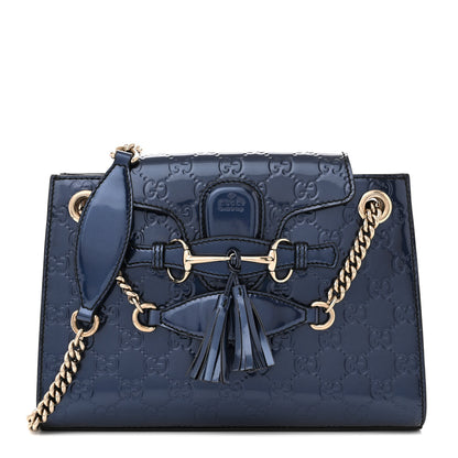 Gucci Shine Guccissima Small Emily Chain Shoulder Bag Melanzana 1 of 10