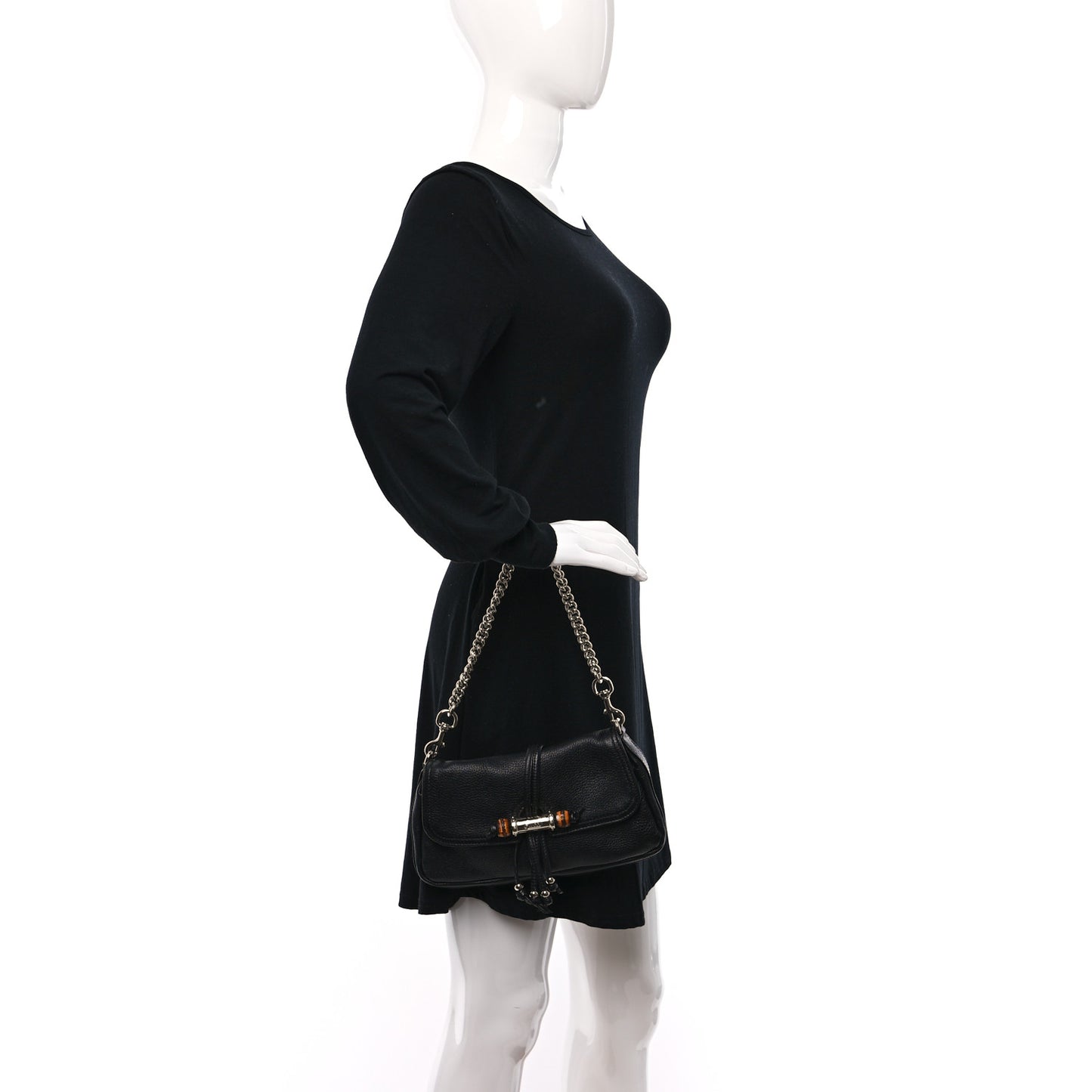Calfskin Bamboo Croisette Evening Bag Black