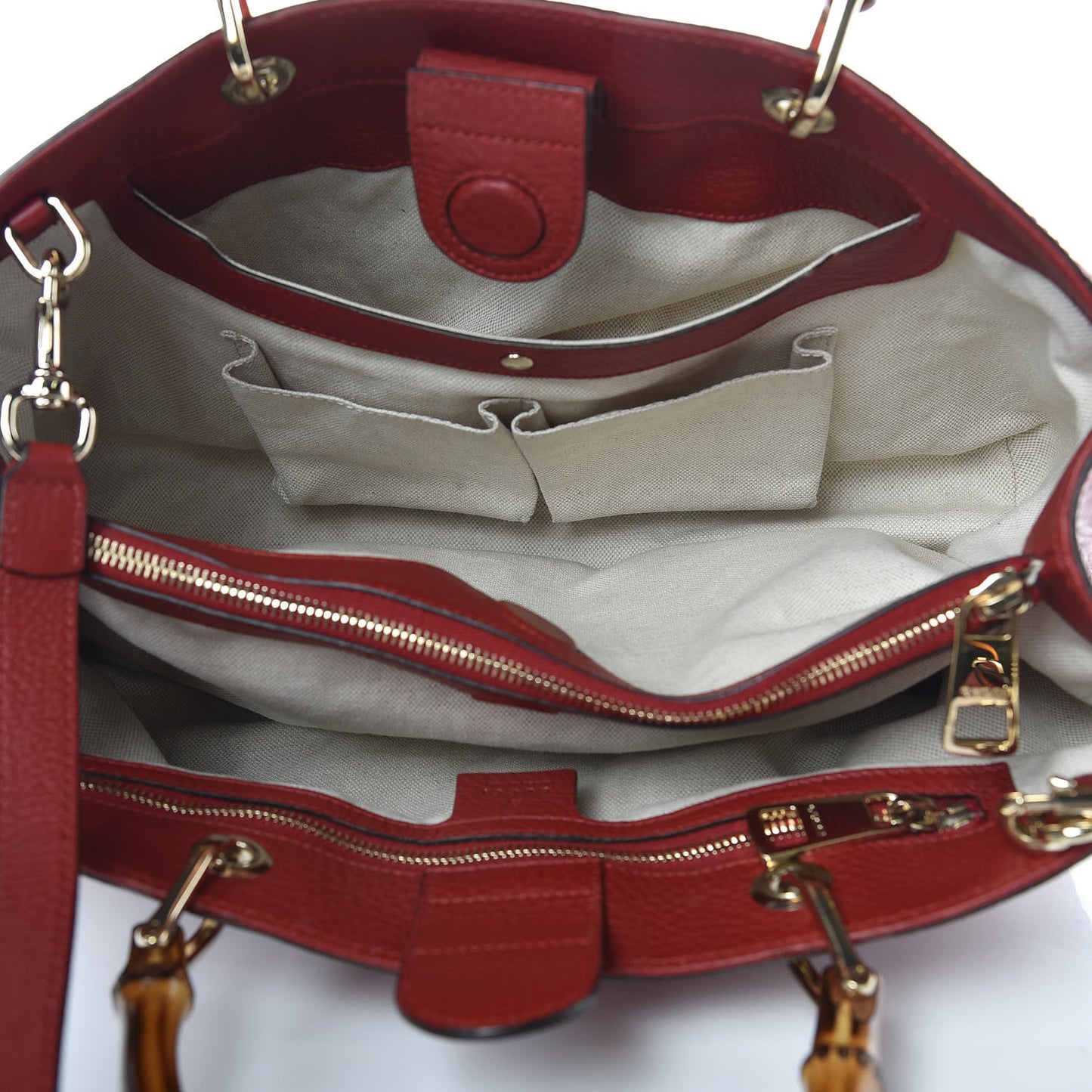 Pebbled Calfskin Medium Bamboo Shopper Tote Red