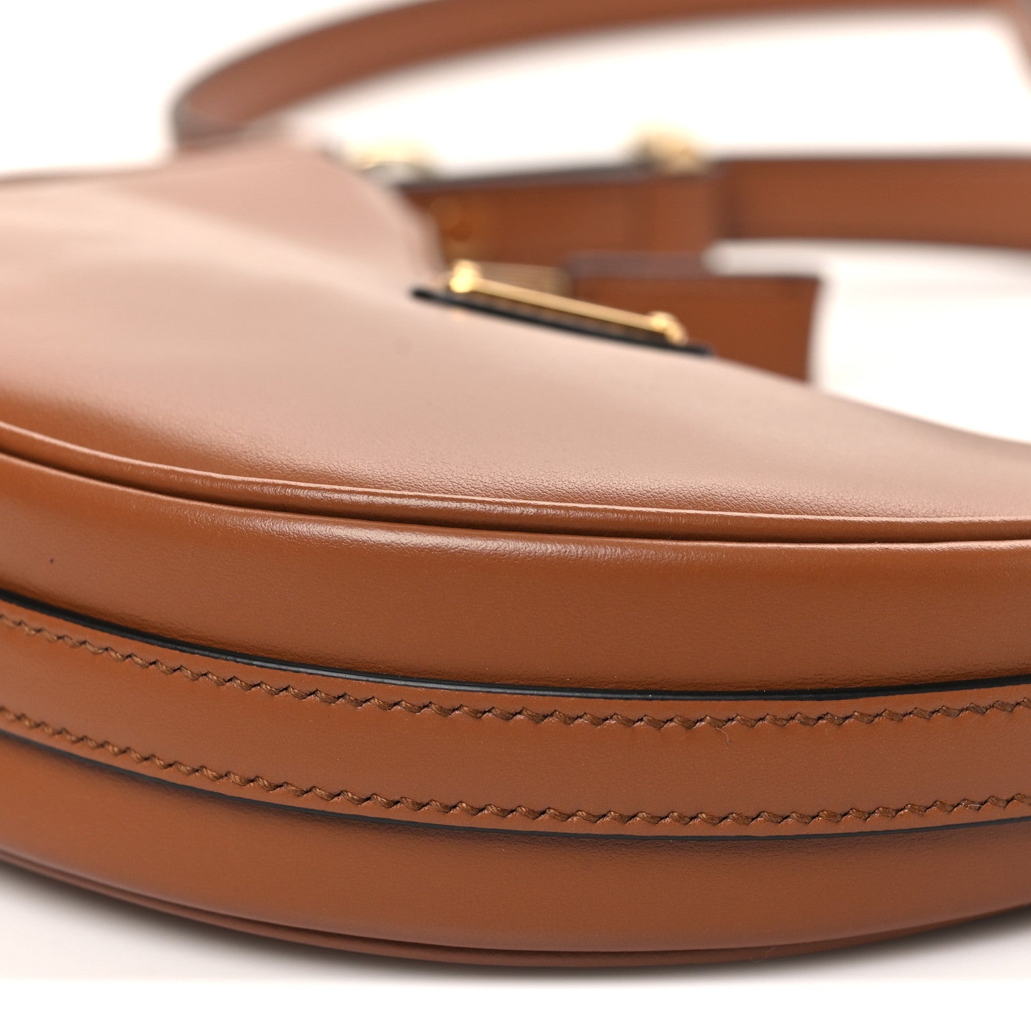 Prada Soft Calfskin Mini Arque Shoulder Bag Cognac 9 of 9